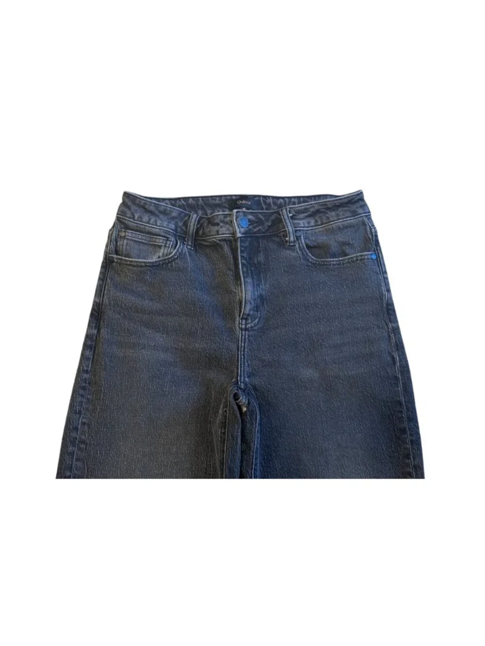 Quince Bella Stretch Relaxed Straight Ankle Cropped Jeans Charcoal Black Size 30 - Picture 2 of 9